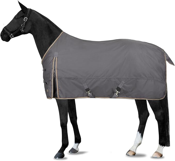 HORZE Glasgow Lightweight Waterproof Horse Turnout Blanket (100g Fill) - Blackened Pearl - 81 in