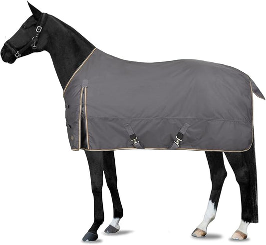 HORZE Glasgow Lightweight Waterproof Horse Turnout Blanket (100g Fill) - Blackened Pearl - 81 in
