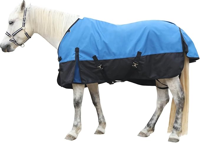 LEAFOREST 1200D Horse Blanket Waterproof Breathable Turnout (no Filling) Standard Neck Horse Sheet Blue Black 75IN
