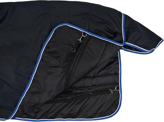 HORZE Glasgow Heavy Weight Winter Turnout (400g Fill) | Waterproof Combo Horse Blanket with Neck Cover - Dark Blue - 69 in