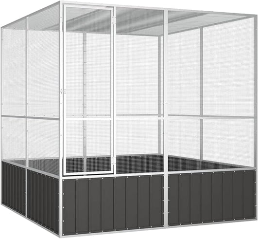 Steel Bird Cage, Large Flight King Bird Cage for Cockatiels African Grey Quaker Amazon Sun Parakeets Green Cheek Conures Pigeons Parrot Bird Cage Birdcage, Anthracite 84.1"x85.6"x83.3" -AA