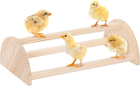 PETSFIT Chick Perch Prevent Rotation Design, Strong Wooden Chicken Roosting Bar, Easy to Assemble and Clean, Fun Toys for Chick