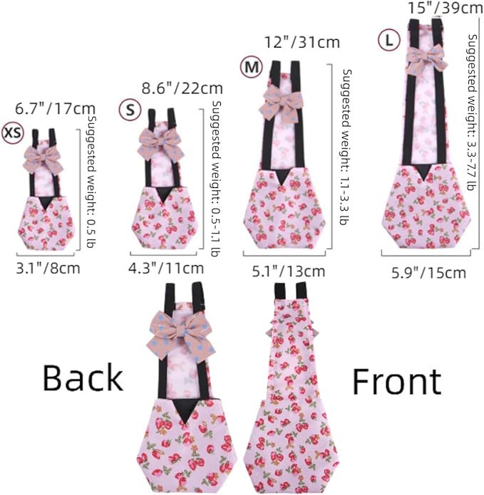 MANON ROSA Chicken Diapers Bantam Hens - Reusable 3-Piece Set with Bow Ties Poultry Nappies Washable Waterproof for Geese Pet Ducks Silkie (Floral M)