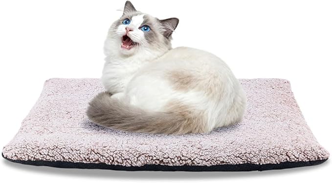 heated cat bed Self Warming Cat Bed Self Heating Cat Dog Mat Advanced Extra Warm Thermal Pet Pad for Indoor Outdoor Pets with Removable Cover Non-Slip Bottom Washable Non Electric Brown19.7*27.5inch