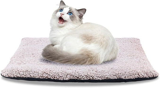 heated cat bed Self Warming Cat Bed Self Heating Cat Dog Mat Advanced Extra Warm Thermal Pet Pad for Indoor Outdoor Pets with Removable Cover Non-Slip Bottom Washable Non Electric Brown19.7*27.5inch