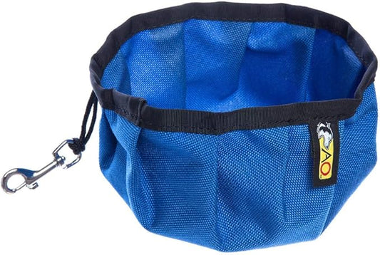 Portable Water Bowl for Dogs - Hiking, Running, and Walking - Free Monogram - Handmade in The USA! (Blue)