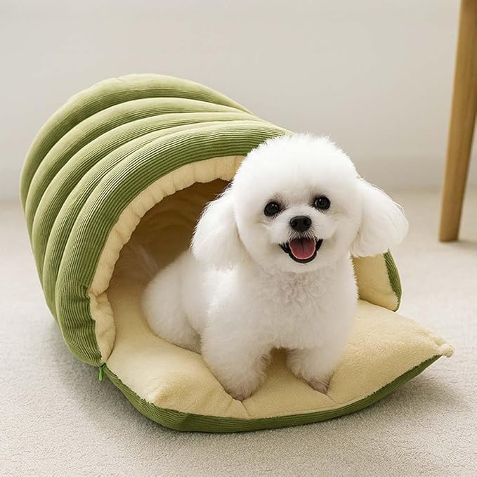 CutyPet Winter Cave,Warmth Cozy Comfort Plush Pet Cave,Cute Cozy Safe Hideaway Cat Bed with Removable Cushion,Warm Soft Removable Washable for Cats and Dogs (Purple Plaid, M: 18.89 * 11.81 * 7.87 in)