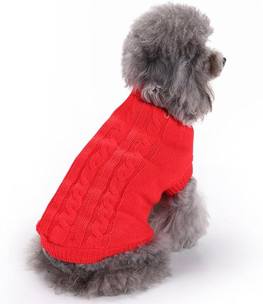 CHBORCHICEN Small Dog Sweaters Knitted Pet Cat Warm Dog Sweatshirt Winter Clothes Kitten Puppy Sweater (Medium,Red)