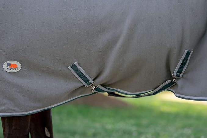 Miller's Standard Neck Fleece Cooler for Horses -Gray with Lt.Gray and Green Trim-75