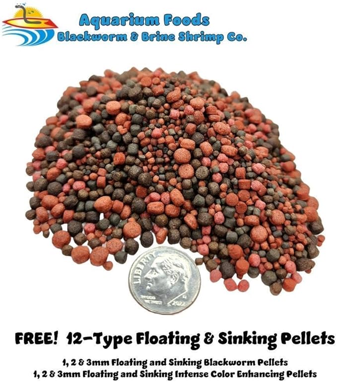 Aquatic Foods Inc. Red River Shrimp - Freeze-Dried 1/2" to 1&1/4" Red River Shrimp for Cichlids, Koi & Pond Fish, Aquatic Turtles, All Community Tropical Fish, Reptiles, Rodents…4.5oz Lg Round Jar