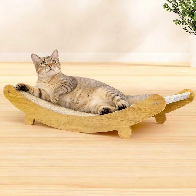 Multi-Functional Wooden Cat Scratcher Bed for Small Pets & Cats, Durable Sisal Post with Cozy Napping Lounge, Indoor Furniture Protector