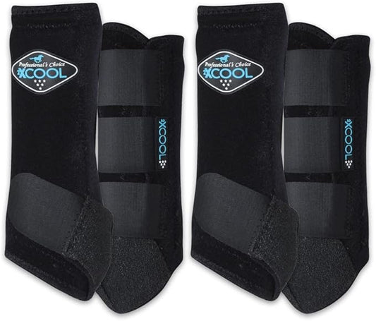 Professional's Choice 2XCOOL Sports Medicine Horse Boots | Protective & Breathable Design for Ultimate Comfort & Durability in Active Horses | Value 4 Pack | Small Black