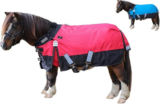 Derby Originals Nordic Tough 1200D Ripstop Waterproof Reflective All Season Mini Horse Pony Turnout Rain Sheet, Red, 38"