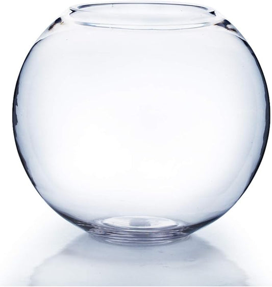 WGV Bowl Glass Vase, Diameter 6", Height 5", Open Width 4", (Multiple Sizes Choices) Clear Bubble Planter Terrarium Fish Bowl for Wedding Event Home Decor, 1 Piece (VBW0006)
