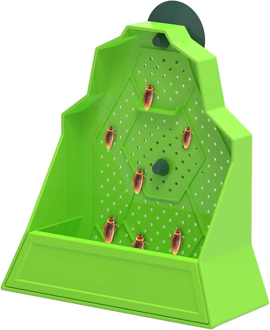 Reptile Corner Insect Feeder with Suction Cup – Smooth Wall Anti-Escape Feeding Bowl for Gecko, Frog, Chameleon – 5.5"x2.5"x5.5"