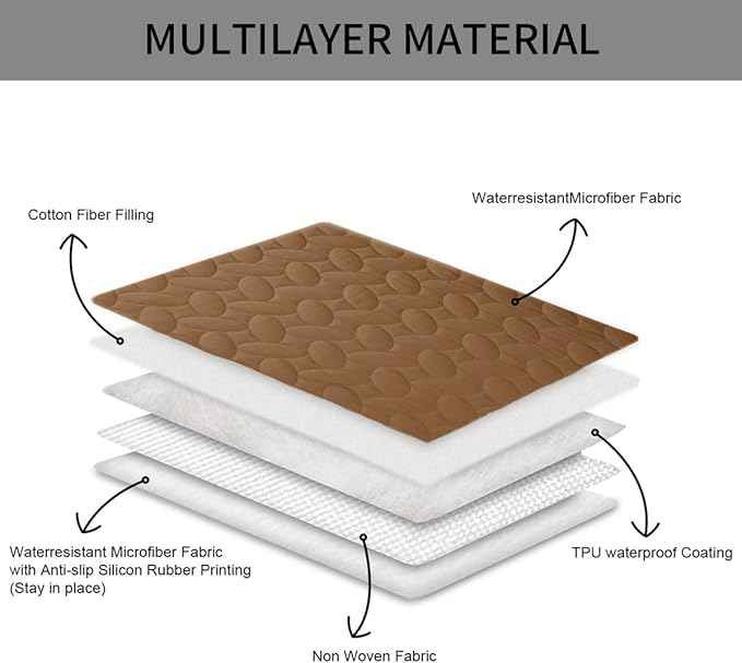 Ameritex Waterproof Pet Bed Cover Anti-Slip Dog Bed Blanket for Sofa and Furniture Waterproof New Pattern Design (Camel, 40x50 Inch (Pack of 1))