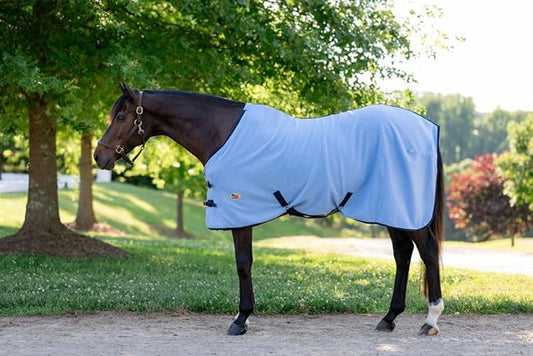 Miller's Standard Neck Fleece Cooler for Horses -Powder Blue with Navy Trim -69