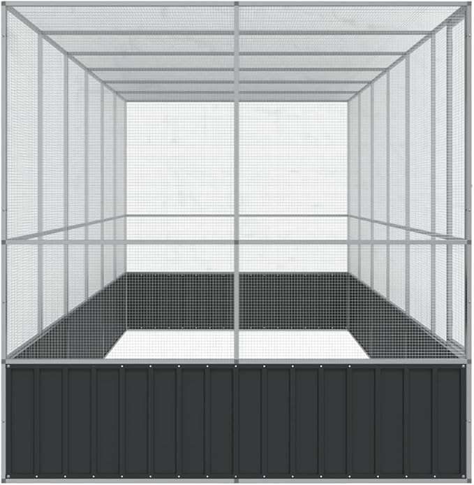 Large Metal Heavy Duty Walk-in Aviary Cage with Extension, Ample Activity Space Bird Cage with Lockable Door Also for Chickens and Rabbits, Silver 246.1"x81.5"x83.5" Steel,-520