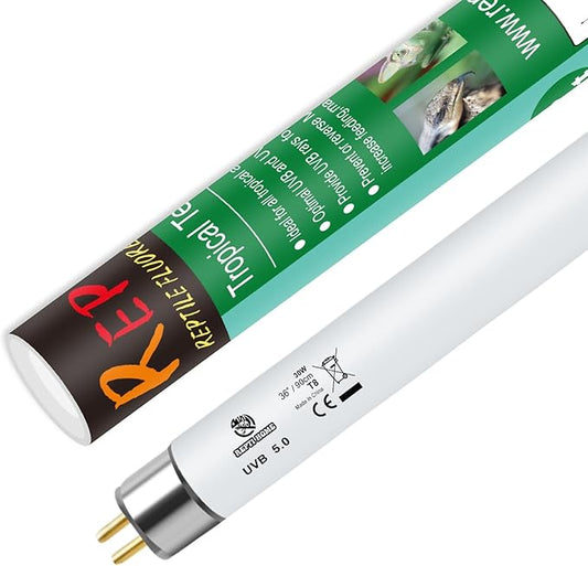 T8 UVB Reptile Light 30W 5.0, UVA Light Bulb for Reptiles, Lamp Tube for Bearded Dragon(1 Pack)