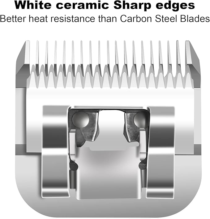 3 Pack Detachable Pet Dog Grooming Clipper Ceramic Blade Sets,Compatible with Andis Size 10 Cut Length 1/16"(1.5mm),Compatible with andis/Oster A5/Wahl KM10 Series Clippers
