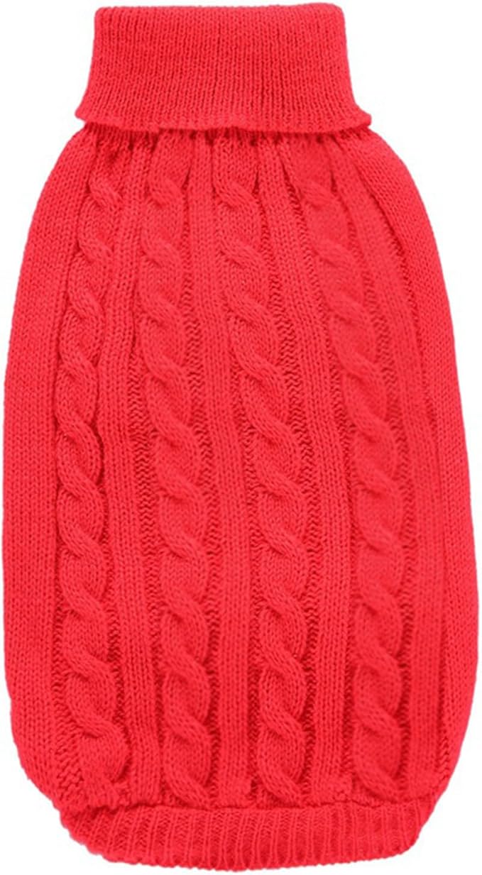 CHBORCHICEN Small Dog Sweaters Knitted Pet Cat Warm Dog Sweatshirt Winter Clothes Kitten Puppy Sweater (Small,Red)