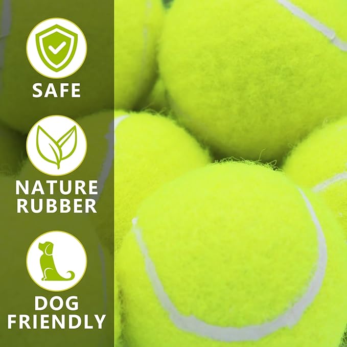 Magicorange 6 Pack Small Tennis Balls, 2 inch Squeaky Tennis Ball for Dogs,Colorful Easy Catching Squeaky Dog Balls with Mesh Bag for Easy Transport (Yellow)