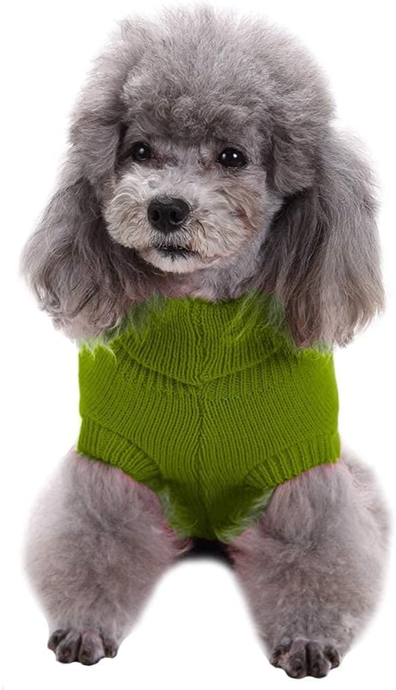 Small Dog Sweaters Knitted Pet Cat Warm Dog Sweatshirt Winter Clothes Kitten Puppy Sweater (Large,Light Green)