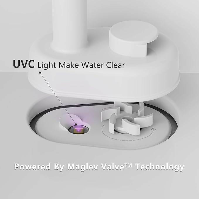 PET LAYSON Pumpless Cat Water Fountain, Smart Cordless Fountains Battery Operated, 3.6L/122oz with Maglev Valve Technology Rechargeable Water Dispenser for Cat &Dog 2 Filters,2 Nozzles(White, M1)