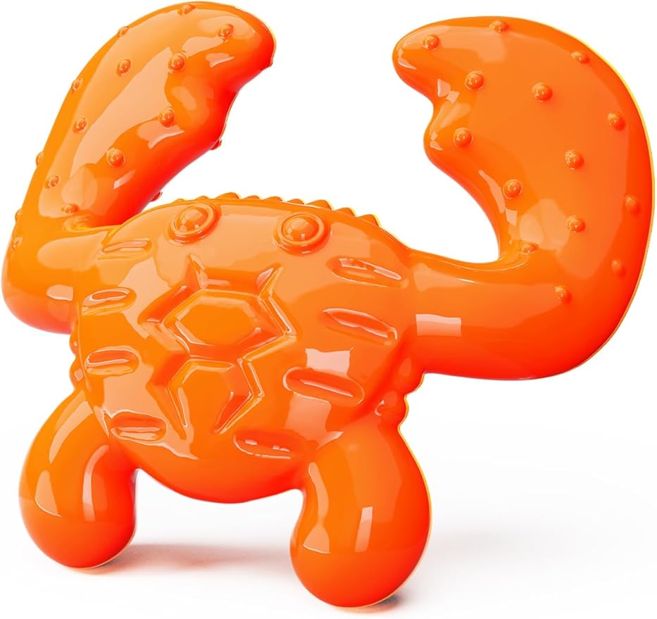 Indestructible Dog Chew Toy for Aggressive Chewers – Durable Nylon Crab Shape, Bacon Flavor, Treat Dispensing Chew Toy for Large Dogs, Teeth Cleaning & Anxiety Relief