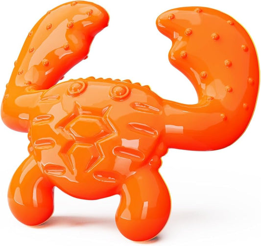 Indestructible Dog Chew Toy for Aggressive Chewers – Durable Nylon Crab Shape, Bacon Flavor, Treat Dispensing Chew Toy for Large Dogs, Teeth Cleaning & Anxiety Relief