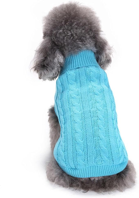 CHBORCHICEN Small Dog Sweaters Knitted Pet Cat Warm Dog Sweatshirt Winter Clothes Kitten Puppy Sweater (Large,Sky Blue)