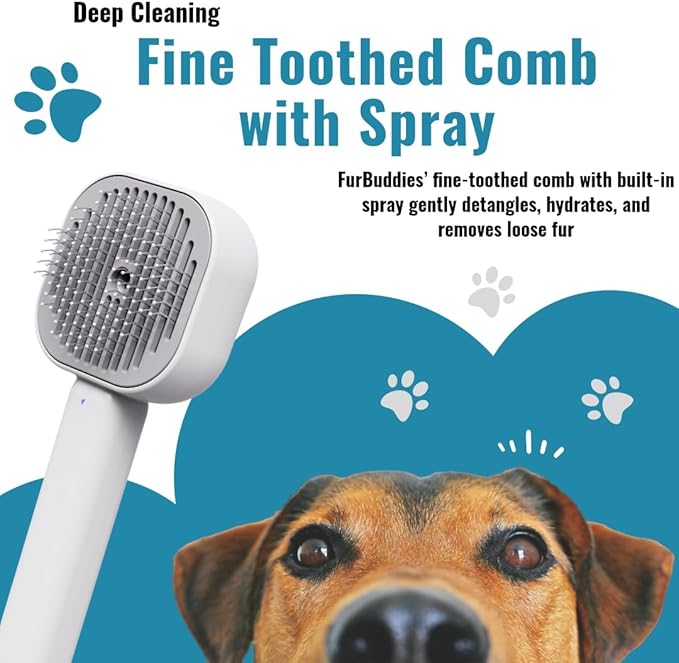 FurBuddies (Abandoned Pets Charity 4-in-1 Pet Steam Brush Ultra Quiet Technology – Groom, De-Shed & Hydrate | Cool Mist, Self-Cleaning, UV Light, USB-C Rechargeable Grooming Tool for Cats & Dogs