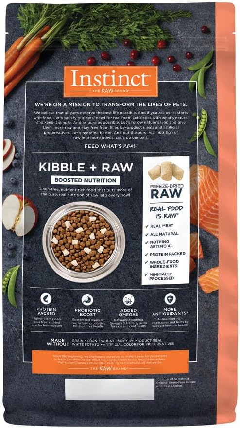 Instinct Raw Boost, Natural Dry Dog Food with Freeze Dried Pieces, High Protein, Grain Free Recipe - Real Salmon, 3.5 lb. Bag