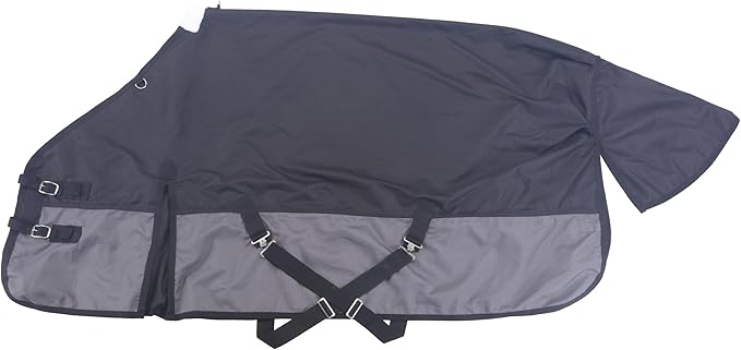 LEAFOREST 1200D Horse Blanket Waterproof Breathable Turnout (no Filling) Standard Neck Horse Sheet Black Grey 78IN