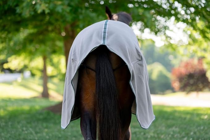 Miller's Standard Neck Fleece Cooler for Horses -Gray with Lt.Gray and Green Trim-81