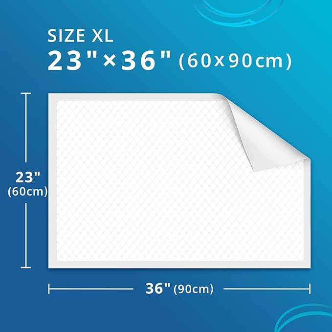 WhyWorry Extra Large Disposable Bed Pads 23" x 36", Super Absorbent Leakproof Incontinence Underpads for Surface Protection, Thick Quilted Chucks Pee Pads for Adults and Babies, 50 Count