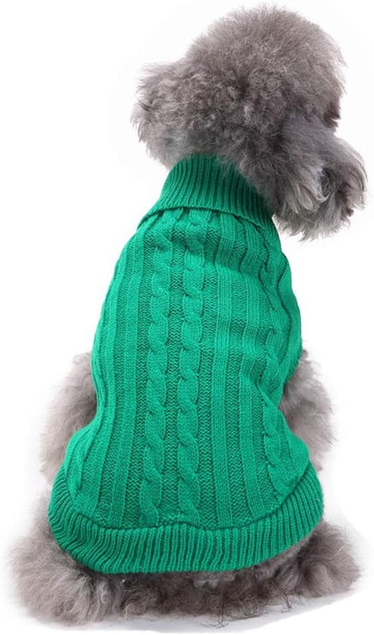 CHBORCHICEN Small Dog Sweaters Knitted Pet Cat Warm Dog Sweatshirt Winter Clothes Kitten Puppy Sweater (Large,Green)