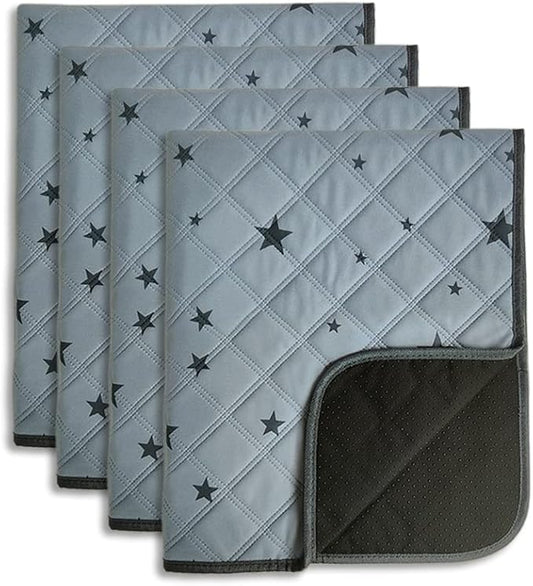 RIOUSSI Washable Pee Pads for Dogs, Reusable, Absorbent, Leakproof, Non Slip Pet Puppy Pads for Potty Training. Gray Stars, 18x24 Inch(4pack)