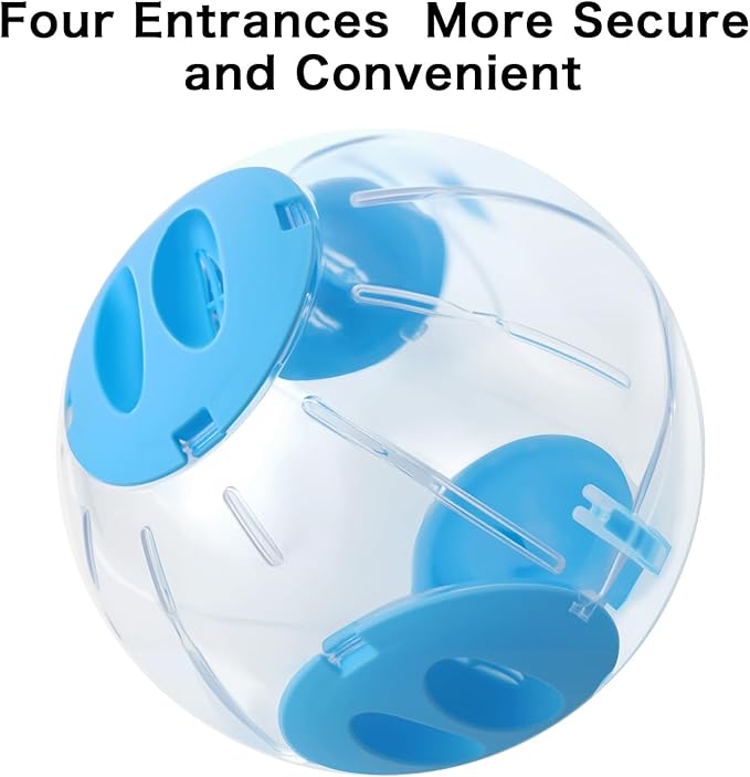 Hamster Exercise Ball, 7.9 Inch Syrian Hamster Ball, Transparent, Large Ball with Four entrances (Blue)