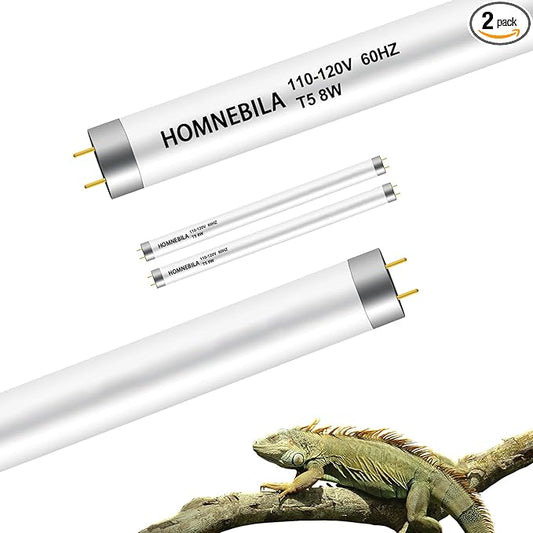 T5 10.0 UVB Reptile Light Bulb 8W, UVA UVB Light Bulb for Reptiles, 2 Pack Reptile UVB Lamp Tube 12 Inch, for Bearded Dragon, Lizards, Chameleons