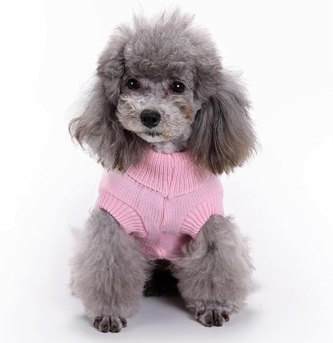 Small Dog Sweaters Knitted Pet Cat Warm Dog Sweatshirt Winter Clothes Kitten Puppy Sweater (X-Small,Pink)
