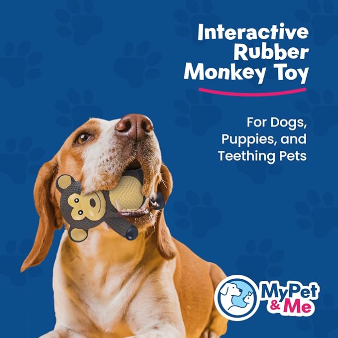 My Pet & Me - Squeaky Dog Toys for Light to Moderate Chewers - Fun Latex Toys for Puppies, Teething, and Gentle Play - Interactive Fetch and Chew Toy with Squeaker (Brown Monkey, 4.3 Inch)