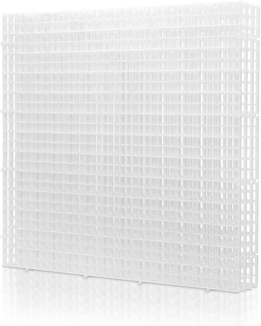 LINLAN 4 Pieces 11.8x11.8in (30X30cm) Aquarium Grid Plastic, Fish Tank Divider, Egg Crate for DIY Filtration and Bottom Protection in Aquascaping (White-No Accessories)