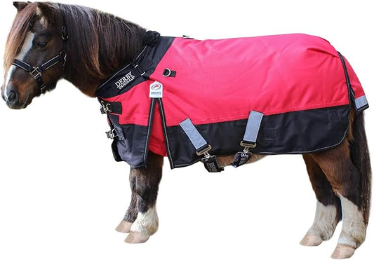Derby Originals Nordic Tough 1200D Ripstop Waterproof Reflective All Season Mini Horse & Pony Turnout Rain Sheet with 210T Nylon Lining Double Layer Breathable (Red, 36")