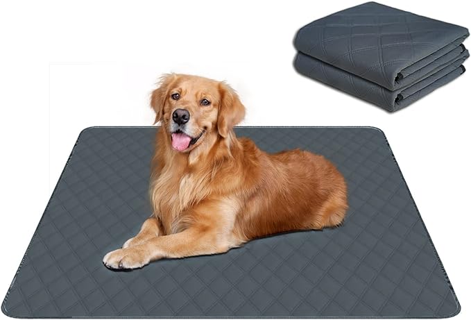 RIOUSSI Washable Pee Pads for Dogs, Reusable, Absorbent, Leakproof, Non Slip Pet Puppy Pads for Potty Training. Dark Gray, 36x41 Inch(2pack)