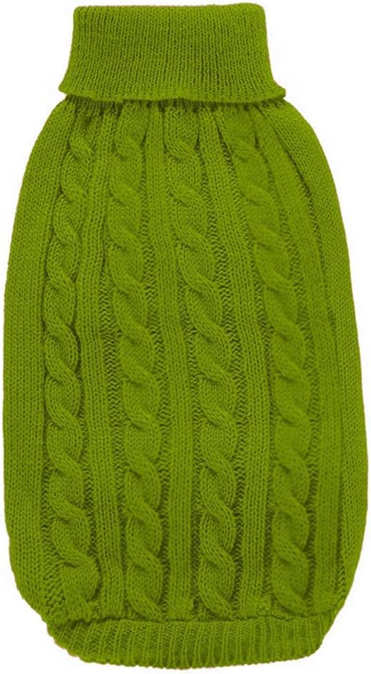 Small Dog Sweaters Knitted Pet Cat Warm Dog Sweatshirt Winter Clothes Kitten Puppy Sweater (Large,Light Green)