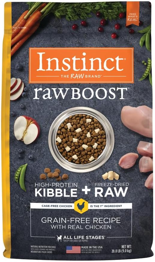 Instinct Raw Boost, Natural Dry Dog Food with Freeze Dried Pieces, High Protein, Grain Free Recipe - Real Chicken, 20 lb. Bag