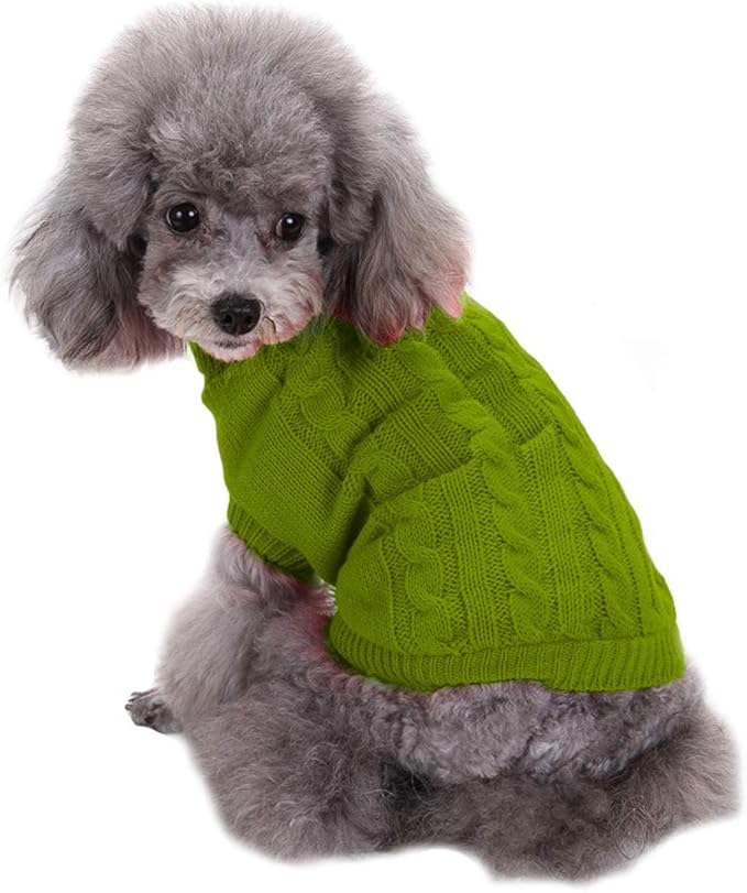 CHBORCHICEN Small Dog Sweaters Knitted Pet Cat Warm Dog Sweatshirt Winter Clothes Kitten Puppy Sweater (Small,Light Green)