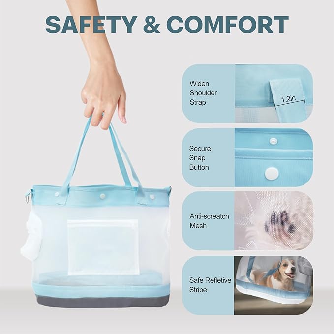 Dog Purse Carrier for Small Dogs, Cats - Dog Carrier Purse for Small Animals up to 22lbs, Collapsible Breathable Pet Carrier Sling for Outing Travel Vet-Gray