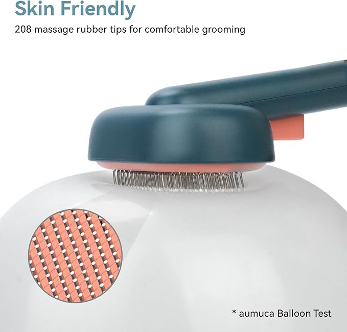 Aumuca Self-Cleaning Shedding Brush for Dogs & Cats, Gentle Deshedding Tool for Long & Short Hair Pets, Easy Hair Removal Grooming Brush for Puppies